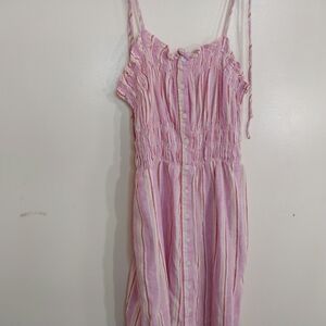 Universal Thread Blend Linen and Rayon Pink and White Striped Dress